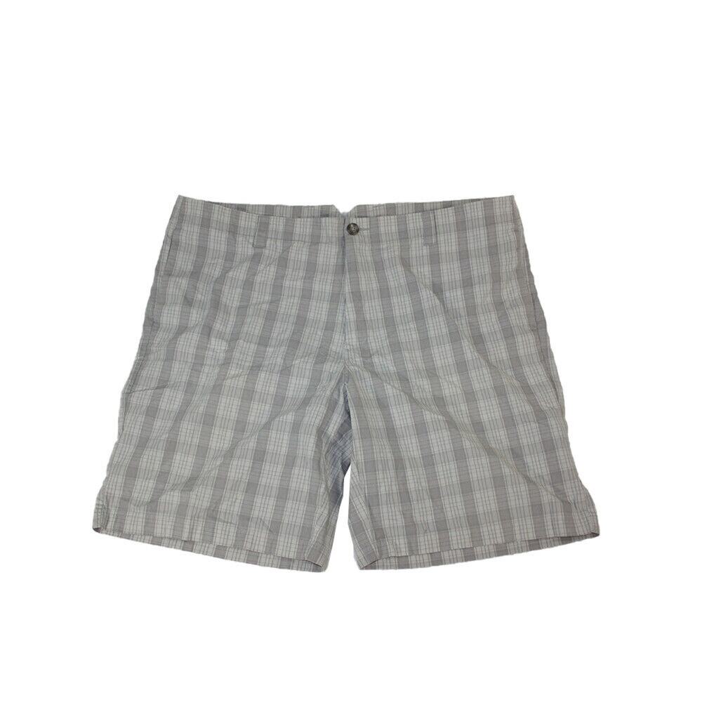 Greg Norman golf shorts men's 40 x 10 Bermuda plaid gray white outdoor‎ cotton